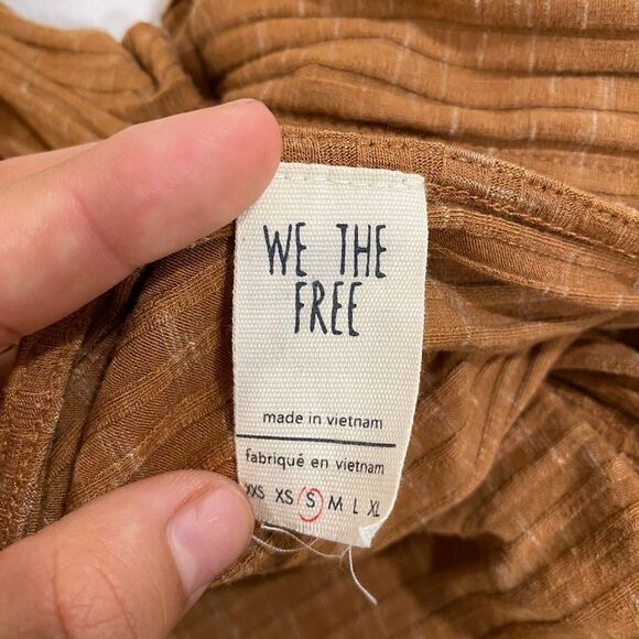 Free People We The Free Rust Ribbed Wrap Tie Top Size Small - Picture 4 of 4